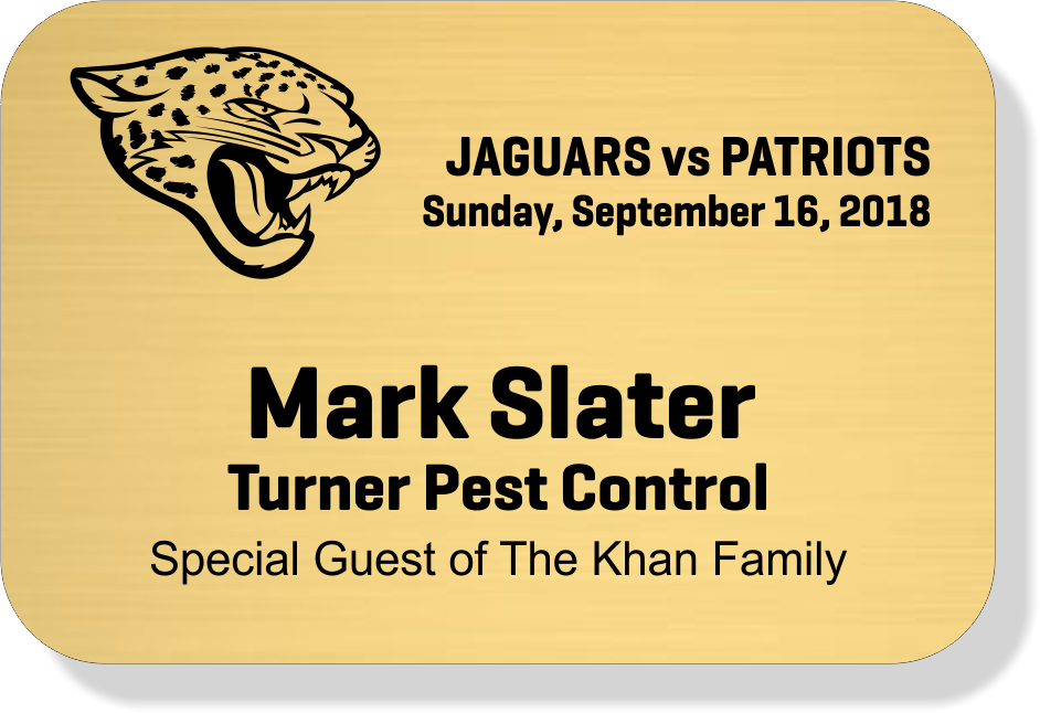 Jaguars Owner's Suite Name Tag