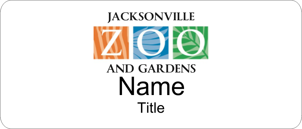 Jacksonville Zoo Two Line Metal Nametag 1.5x3.5"