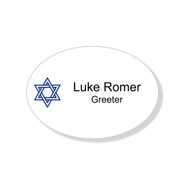 Jewish Faith Full Color Name Tag - Oval