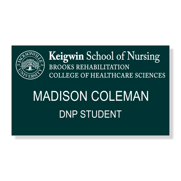 Jacksonville University DNP Student Name Tag with Logo