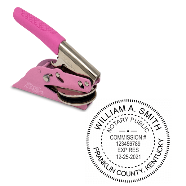 Kentucky Notary Round Pink Seal Embosser