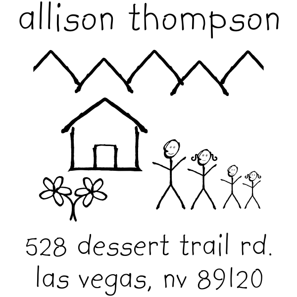 Family Doodle Return Address Stamp