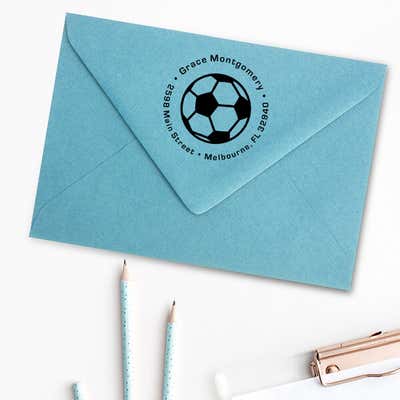 Soccer Ball Return Address Stamp - alternate view