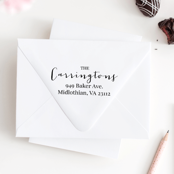 Delicate Calligraphy Wedding Address Stamp