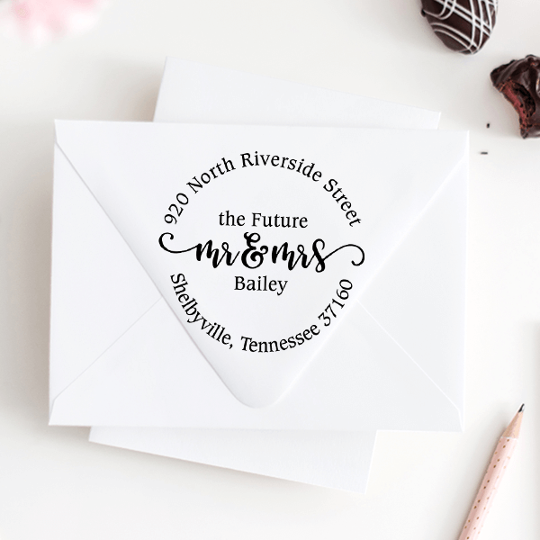 Future Mr. and Mrs. Round Address Stamp
