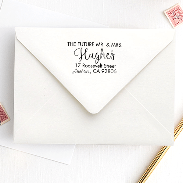 Future Mr. and Mrs. Modern Address Stamp