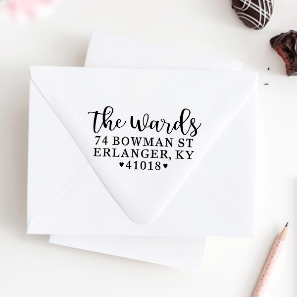 Whimsical Heart Wedding Address Stamp