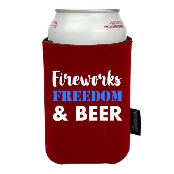 Koozie® Fireworks Freedom & Beer Patriotic Drink Cooler