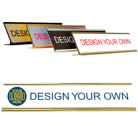 2" x 10" Desk Plate with Holder & Left Logo