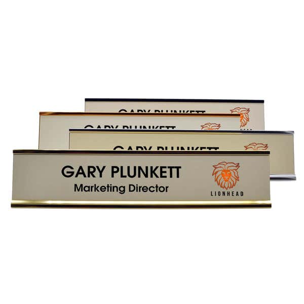 2" x 10" Desk Plate with Holder & Right Logo