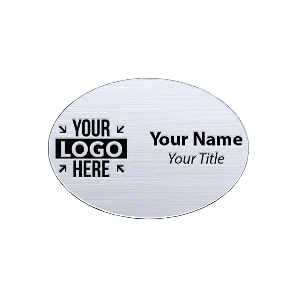 Laser Engraved Oval White Name Tag - 1.75" x 2.5"