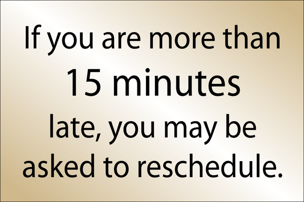 Late Arrival Reschedule Appointment - 8" x 6" Engraved Sign