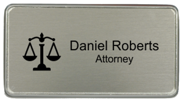 Law Office Rectangular Name Tag - Premier Holder (3" x 1.5")