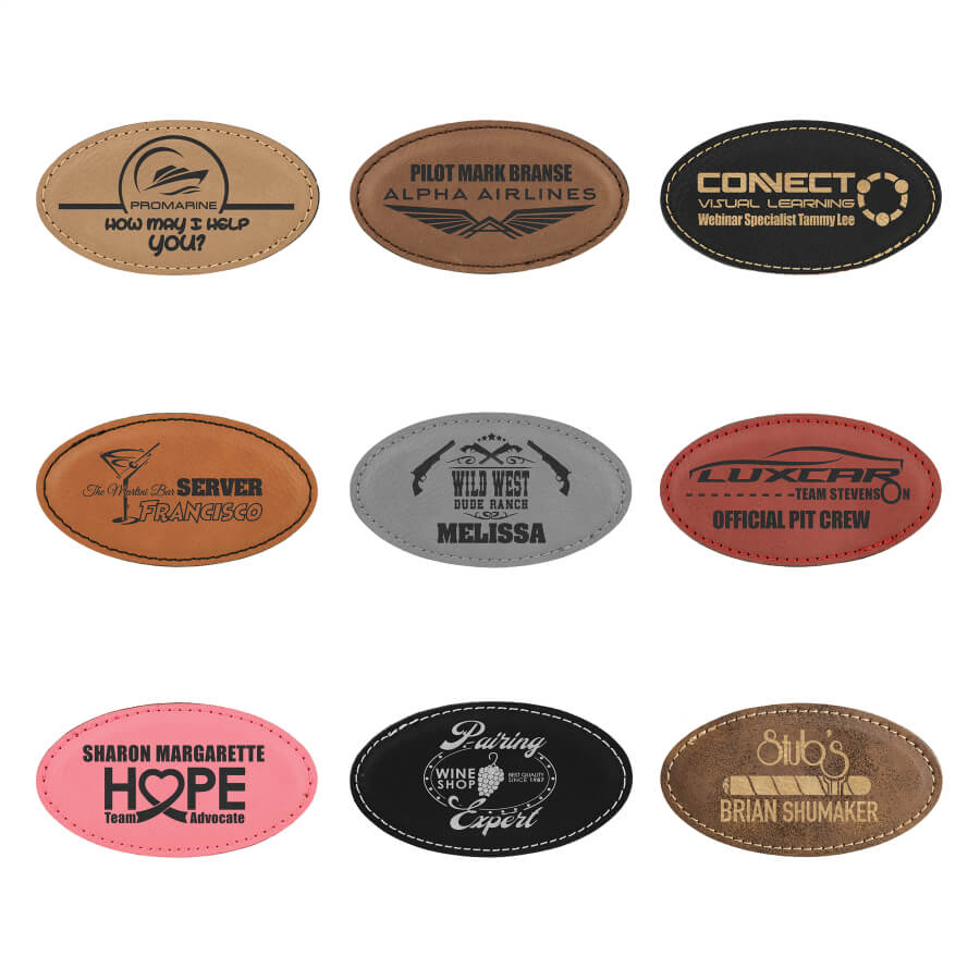 Leatherette Magnetic Oval Name Tag