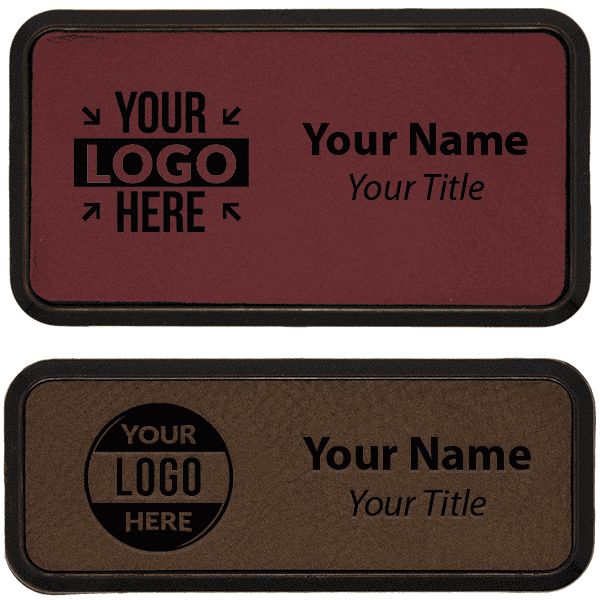 Leatherette Name Tag with Frame - Rectangle