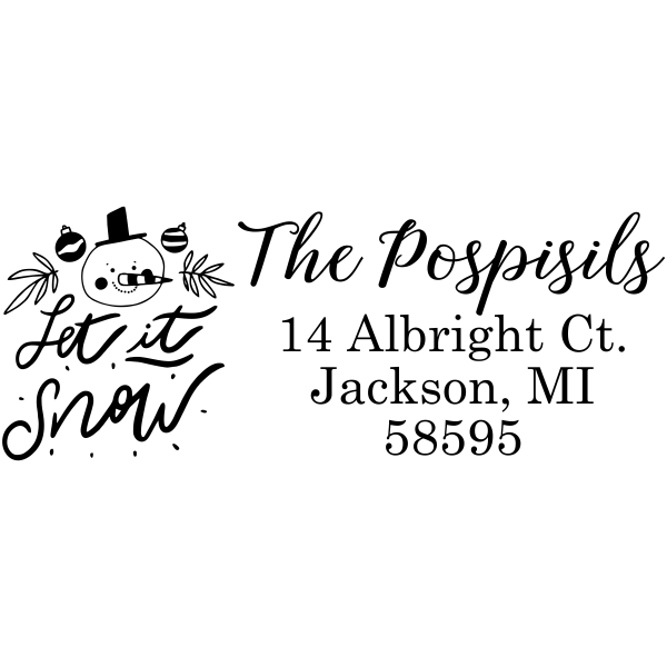 Let It Snow Winter Snowman Address Stamp