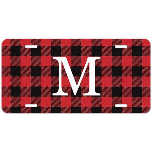 Red Buffalo Plaid Monogram Custom License Plate