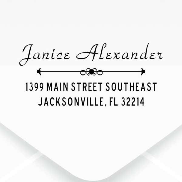Vintage Cursive Deco Address Stamp