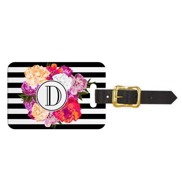Stripe & Bouquet Monogram Luggage Tag
