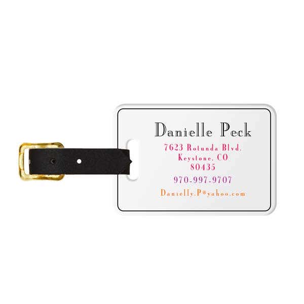 Stripe & Bouquet Monogram Luggage Tag - Back