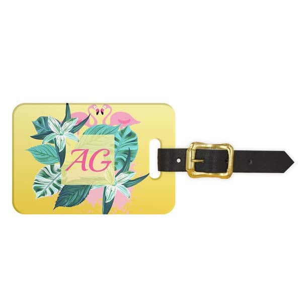 Tropical Vibes Flamingo Luggage Tag - Front