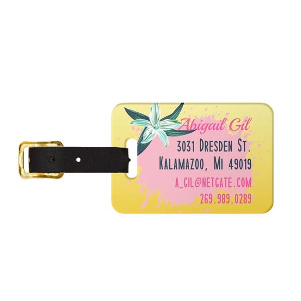 Tropical Vibes Flamingo Luggage Tag - Back