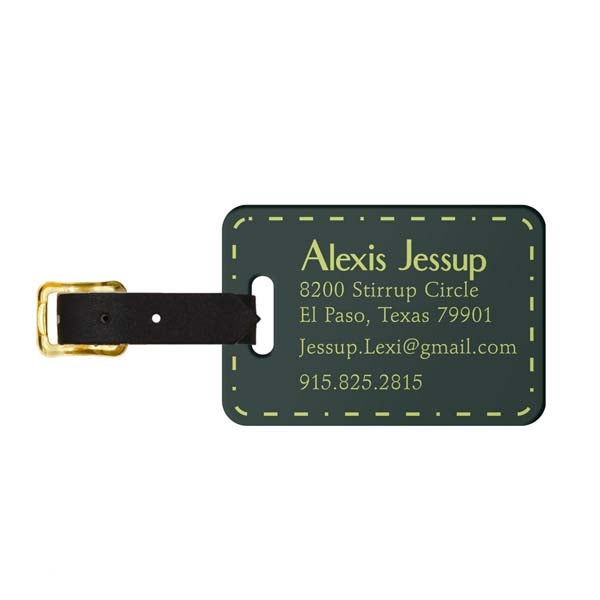 Vintage Floral Initials Luggage Tag - Back