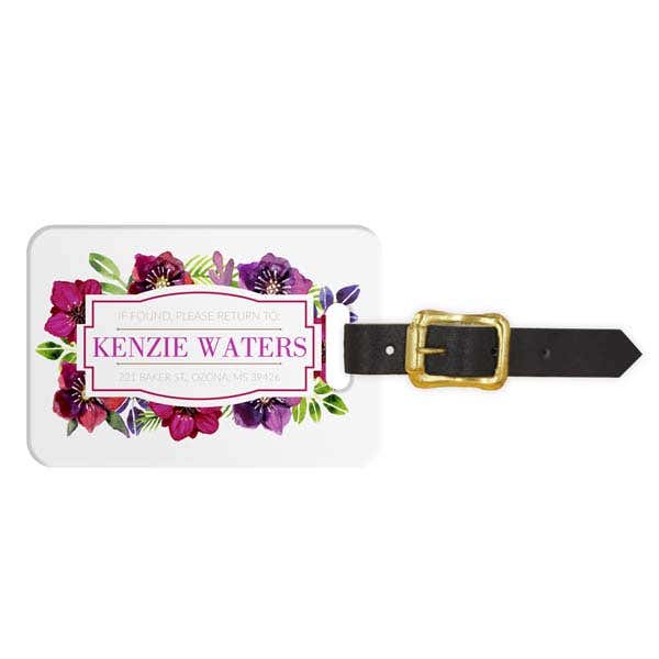Watercolor Dahlia Luggage Tag