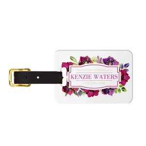 Watercolor Dahlia Luggage Tag - Back