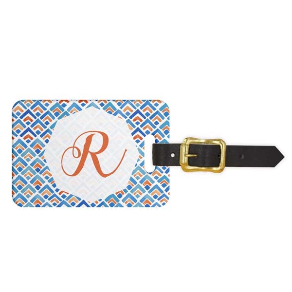 Brushstroke Mountain Monogram Luggage Tag - Front