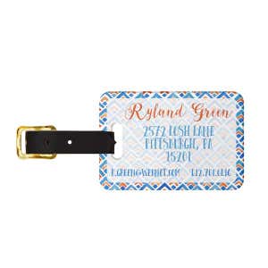 Brushstroke Mountain Monogram Luggage Tag - Back