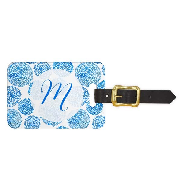 Brush Blooms Monogram Luggage Tag - Front