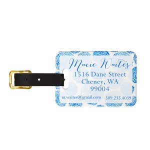 Brush Blooms Monogram Luggage Tag - Back
