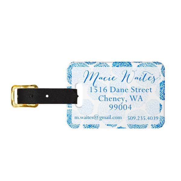 Brush Blooms Monogram Luggage Tag - Back