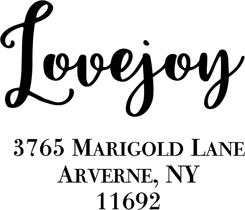 Lovejoy Script Address Stamp