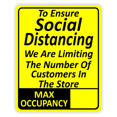 To Ensure Social Distancing We are Limiting Occupancy Sign
