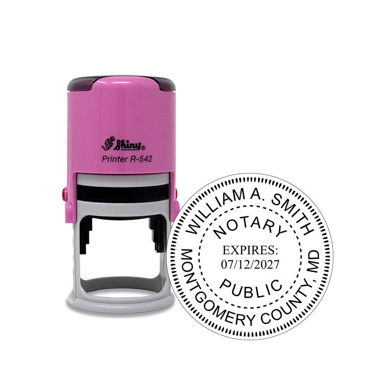 Maryland Round Pink Notary Stamp