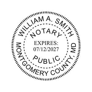 Maryland Notary Pink - Round Design Imprint Example