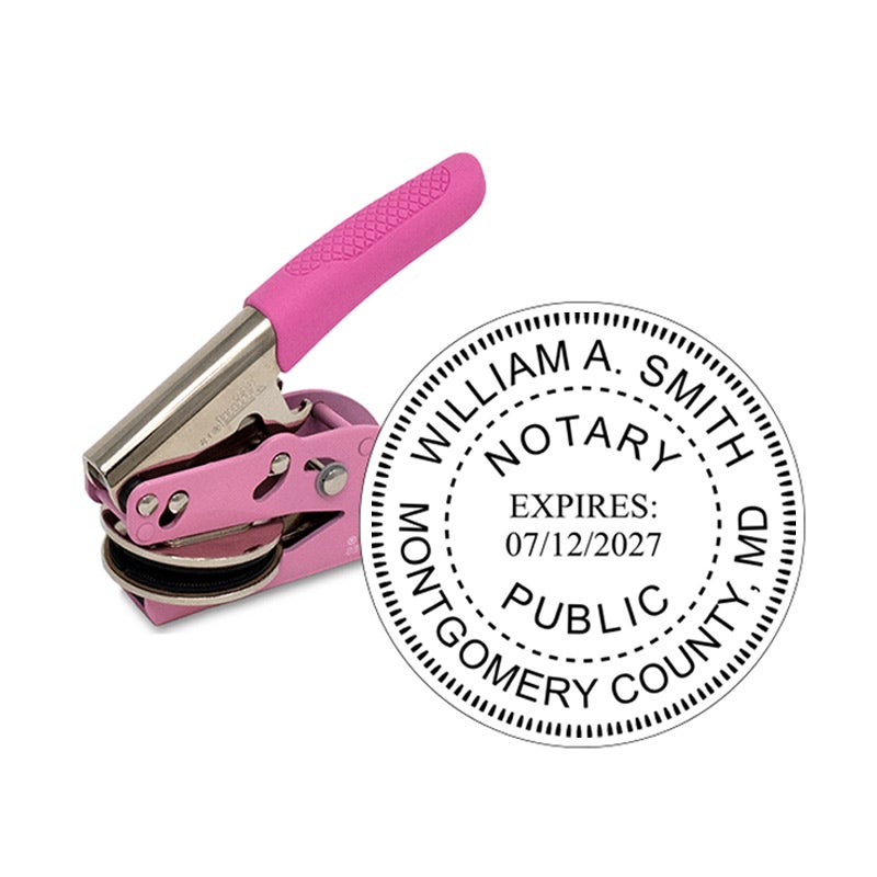 Maryland Notary Round Pink Seal Embosser