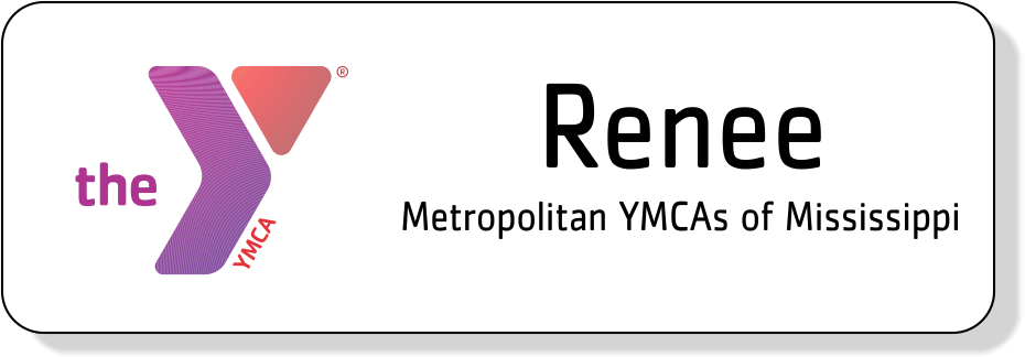 Metro YMCA MS Name Tag  2 line - Purple/Red Logo