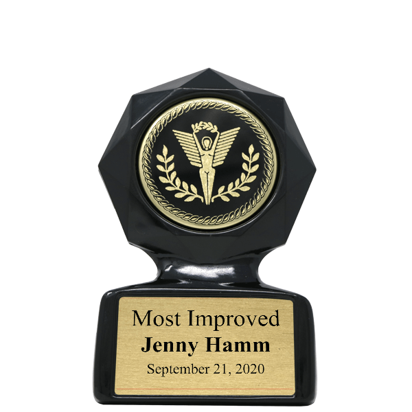 Most Improved Small Black Star Sculpted Victory Trophy Award