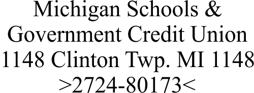 Michigan School & Government Credit Union Teller Stamp