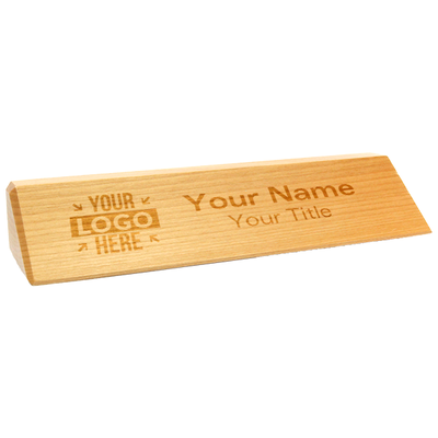 Natural Engrave Red Alder Desk Wedge w/ Logo | 2" x 10"