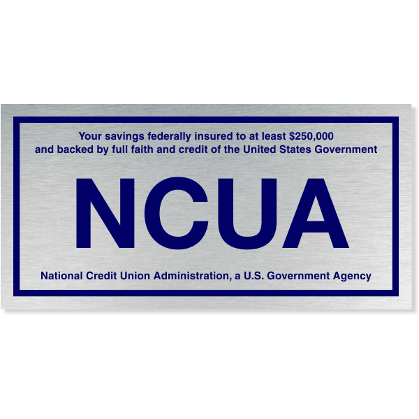 NCUA Blue / Silver Color Wall Plate | 4" x 8"