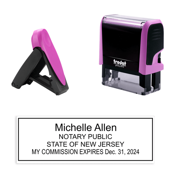 New Jersey Pink Rectangle Notary Stamp