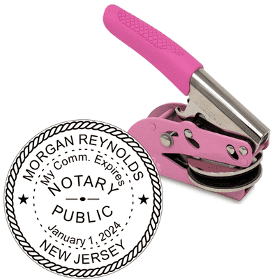 New Jersey Notary Pink Seal Embosser - Round