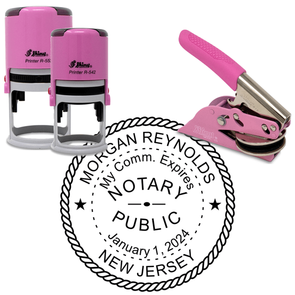 New Jersey Notary Pink - Round Design