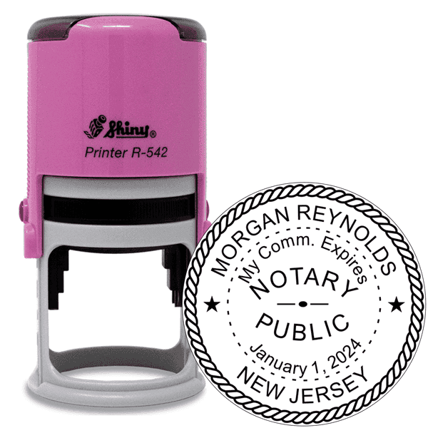 New Jersey Round Pink Notary Stamp
