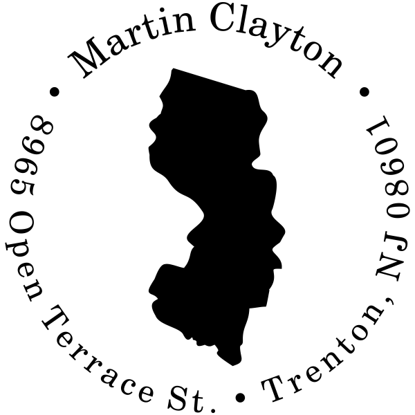 New Jersey Round Address Stamp