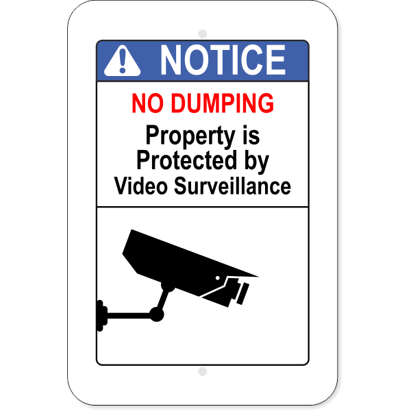 Vertical No Dumping Video Surveillance Sign